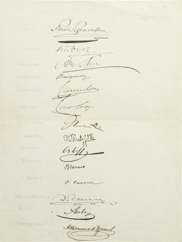 Signatures du Traité de Paris - Patrimoine Charles-André COLONNA WALEWSKI, en ligne directe de Napoléon