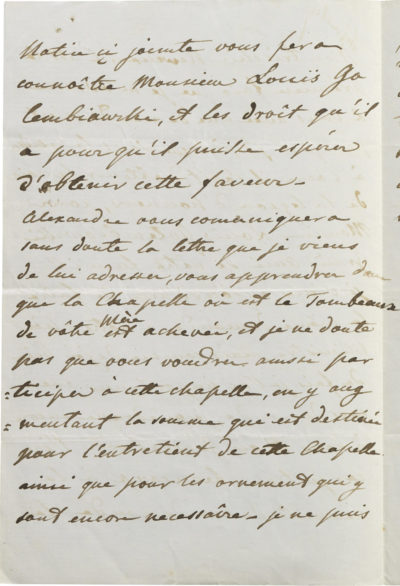 Lettre de sa tante Rychtowska à Rodolphe d'Ornano - Patrimoine Charles-André COLONNA WALEWSKI, en ligne directe de Napoléon
