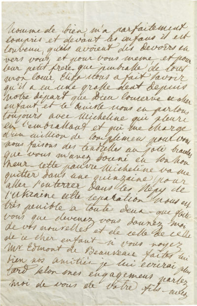 Lettre de la princesse Jablonowska au général d'Ornano - Patrimoine Charles-André COLONNA WALEWSKI, en ligne directe de Napoléon