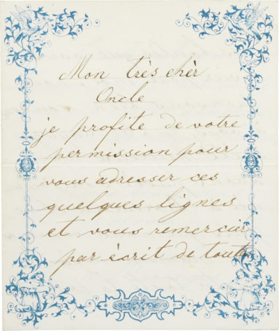 Lettre de sa nièce Marie Walewska à Rodolphe d'Ornano - Patrimoine Charles-André COLONNA WALEWSKI, en ligne directe de Napoléon