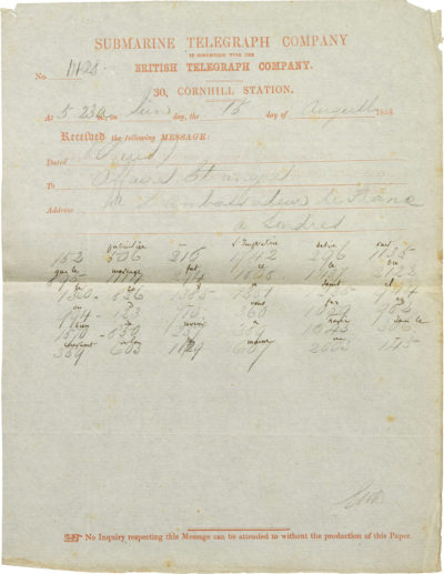 Télégramme d'Alexandre I Walewski à Pélissier - Patrimoine Charles-André COLONNA WALEWSKI, en ligne directe de Napoléon