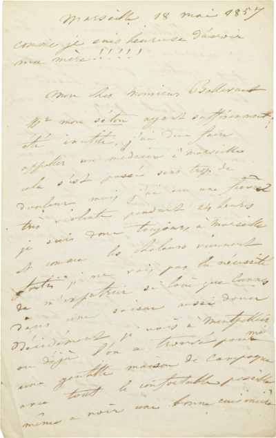 Lettre de Rachel à Bellevaut - Patrimoine Charles-André COLONNA WALEWSKI, en ligne directe de Napoléon