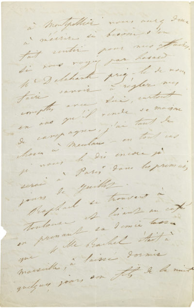 Lettre de Rachel à Bellevaut - Patrimoine Charles-André COLONNA WALEWSKI, en ligne directe de Napoléon