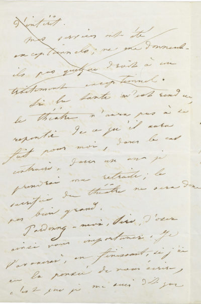 Lettre de Rachel à Napoléon III - Patrimoine Charles-André COLONNA WALEWSKI