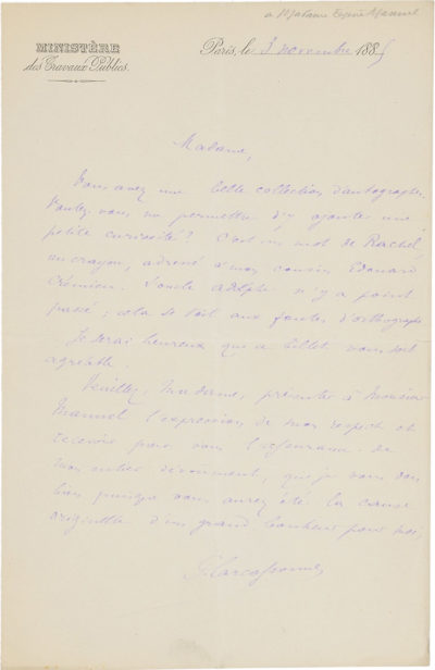 Lettre de Rachel à Crémieux - Patrimoine Charles-André COLONNA WALEWSKI, en ligne directe de Napoléon