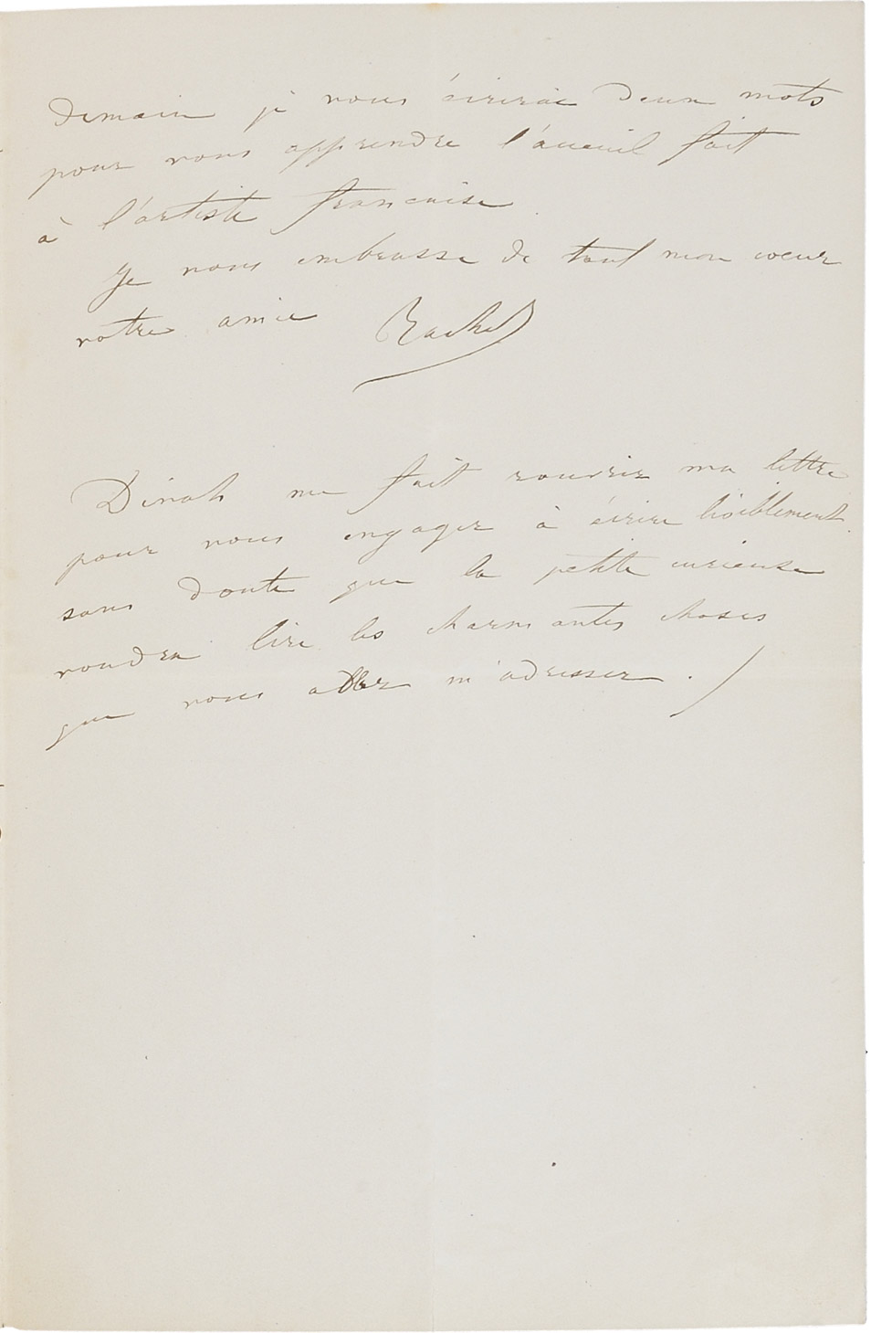 Lettre de Rachel en Russie - Patrimoine Charles-André COLONNA WALEWSKI, en ligne directe de Napoléon