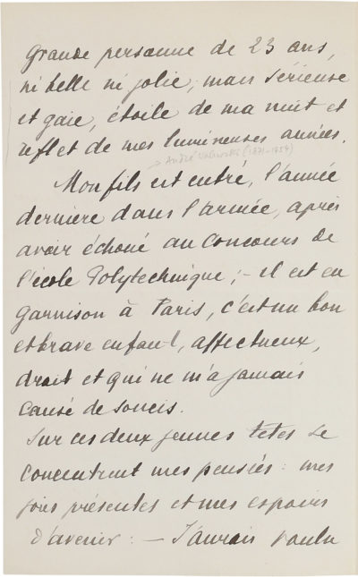 Lettre d'Alexandre II Walewski à Eugène Manuel - Patrimoine Charles-André COLONNA WALEWSKI