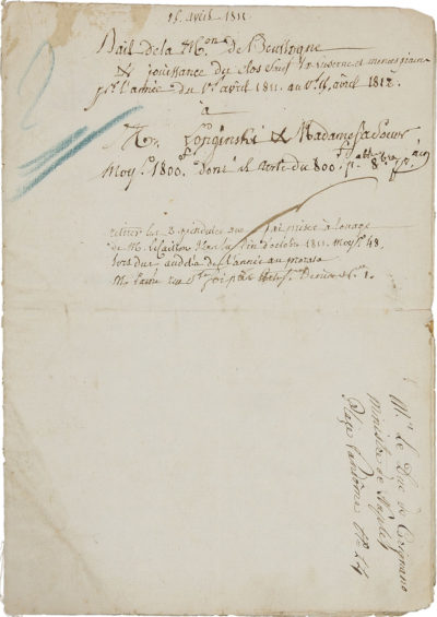 Bail de la maison Walewska, signé par Marie et son frère - Patrimoine Charles-André COLONNA WALEWSKI, en ligne directe de Napoléon