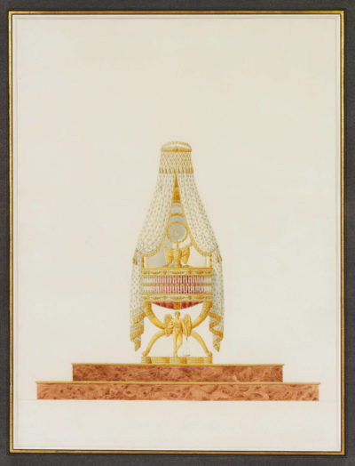 Modèle du berceau du Roi de Rome, deux dessins de Percier - Patrimoine Charles-André COLONNA WALEWSKI, en ligne directe de Napoléon