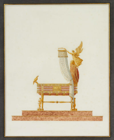 Modèle du berceau du Roi de Rome, deux dessins de Percier - Patrimoine Charles-André COLONNA WALEWSKI, en ligne directe de Napoléon