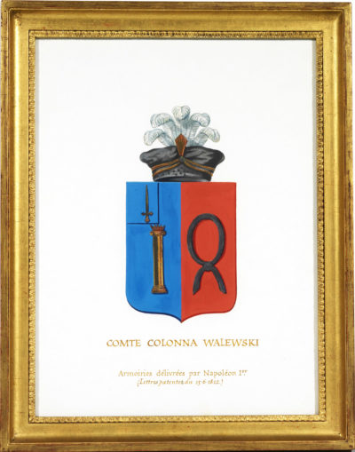 Cinq dessins d'armoiries liées à la famille Colonna Walewski - Patrimoine Charles-André COLONNA WALEWSKI, en ligne directe de Napoléon