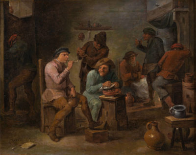 Les fumeurs - école flamande du XVIIIe siècle
