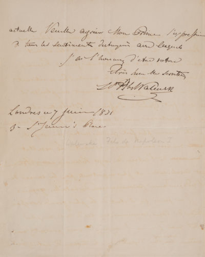 Lettre autographe signée de Napoléon 1er - Patrimoine Charles-André COLONNA
