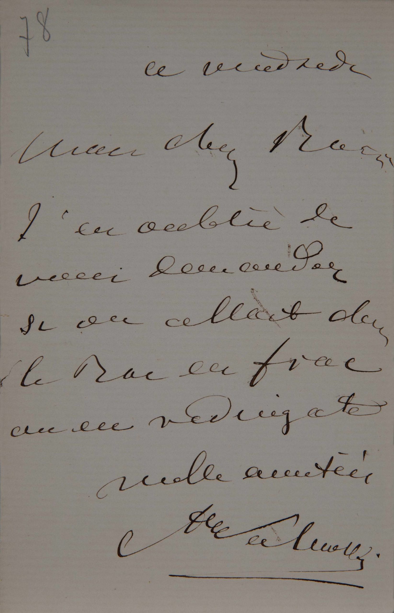 Lettre manuscrite d'Alexandre Colonna Walewski
